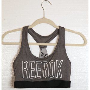 Reebok Gray with Black Bands Logo Bra xs